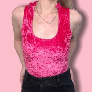 Vintage 90s pink velvet bodysuit